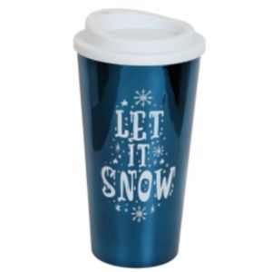 “Let It Snow” 16oz CHRISTMAS HOLIDAY MUG CUP Travel Coffee Cocoa Tea Tumbler-NEW